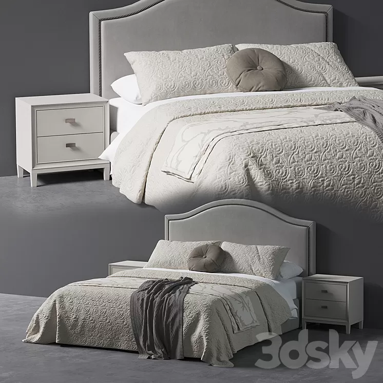 Beverly Queen Headboard Bed 3D Model