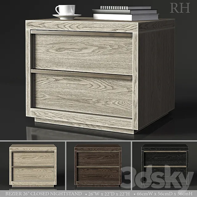 BEZIER 26in CLOSED NIGHTSTAND 3D Model