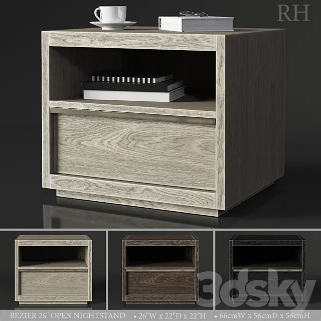BEZIER 26in OPEN NIGHTSTAND 3D Model