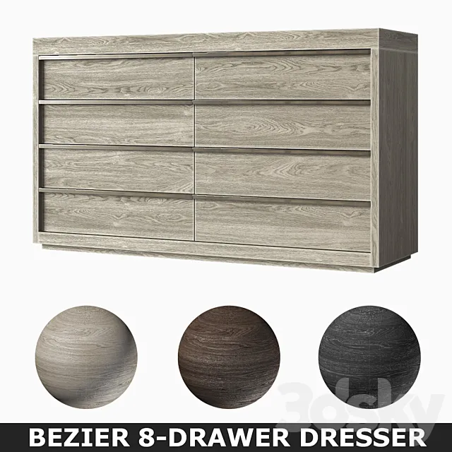 BEZIER 8-DRAWER DRESSER 3DModel BEZIER 8-DRAWER DRESSER 3DModel