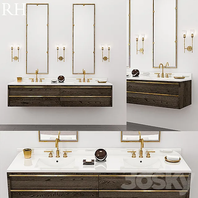BEZIER DOUBLE EXTRA-WIDE FLOATING VANITY 3DModel BEZIER DOUBLE EXTRA-WIDE FLOATING VANITY 3DModel