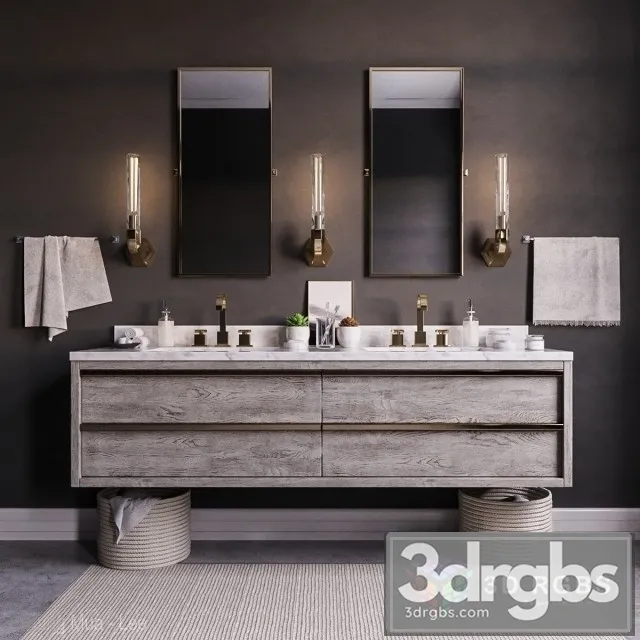 Bezier Double Floating Vanity 3D Model Download