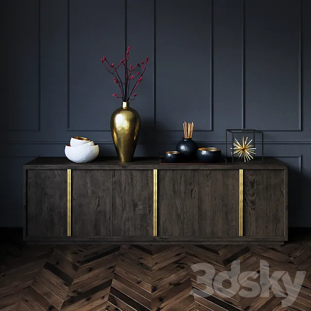 Bezier panel 6-door sideboard RH 3DModel