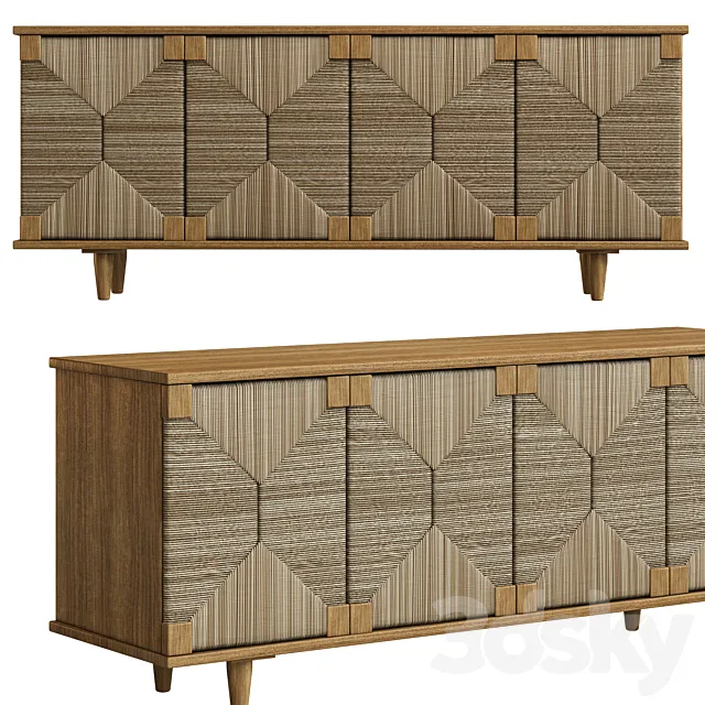 BHATTI 4 DOOR TEAK SIDEBOARD 3D Model BHATTI 4 DOOR TEAK SIDEBOARD 3D Model