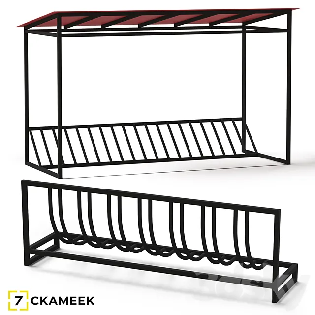Bicycle parking Cycle stop 2 and bike stop 7 3D Model Bicycle parking Cycle stop 2 and bike stop 7 3D Model