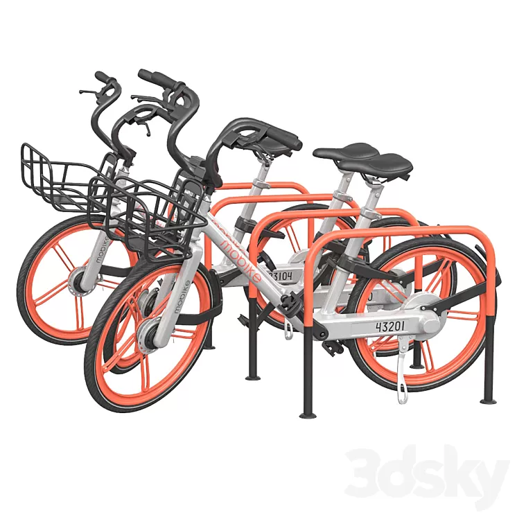 Bicycles in the parking area 3D Model Free Download