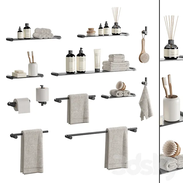 Big bathroom set with accessories by Linear Standard 3D Model