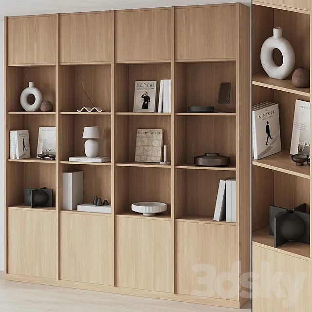 Big Bookcase with Modern Decor 3DModel