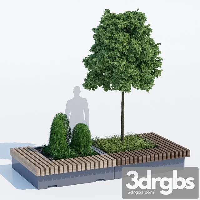 Big Green Benches Tree 3D Model Download Big Green Benches Tree 3D Model Download
