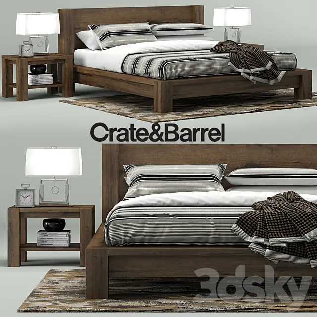 Big Sur Bed Collection Crate&Barrel 3D Model