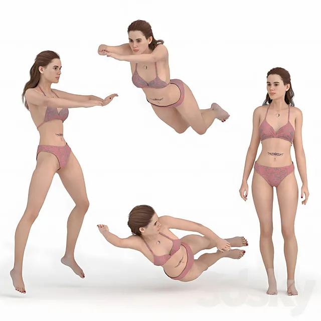 Bikini Woman 04 Poses 3D Model