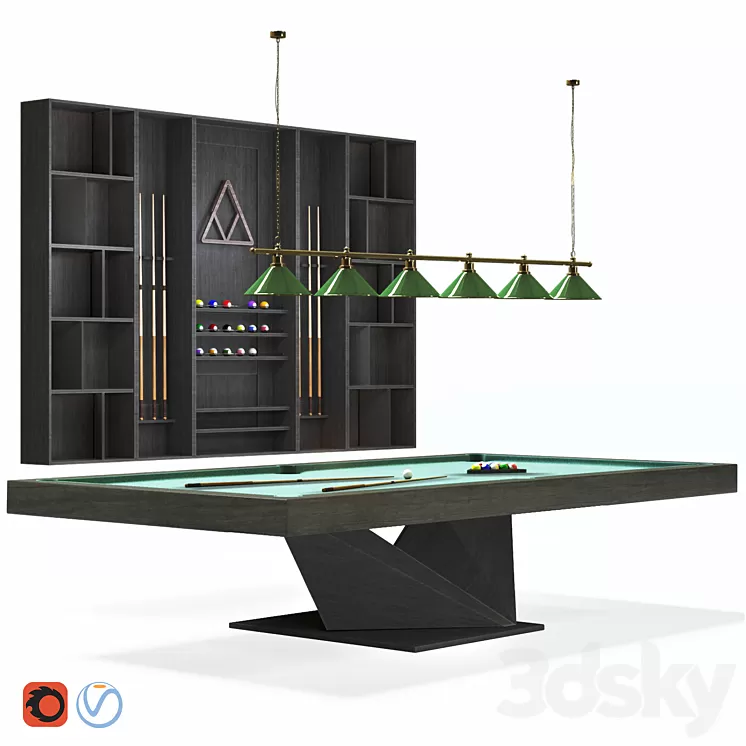 Billiard room set 3D Model Free Download