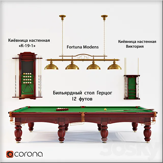 Billiard table Duke – 12 feet 3D Model