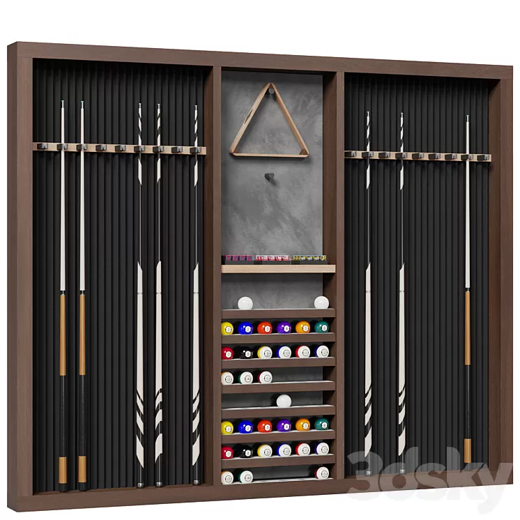 Billiard Wall Rack 3D Model Free Download