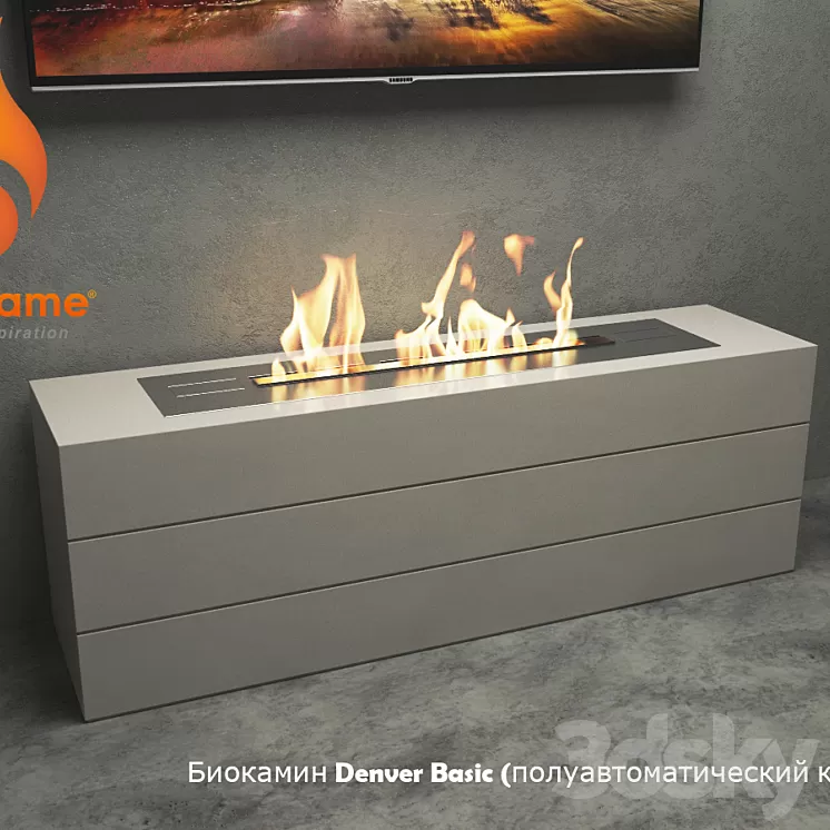 Bio Fireplace Denver Basic (semi-automatic fire) 3D Model