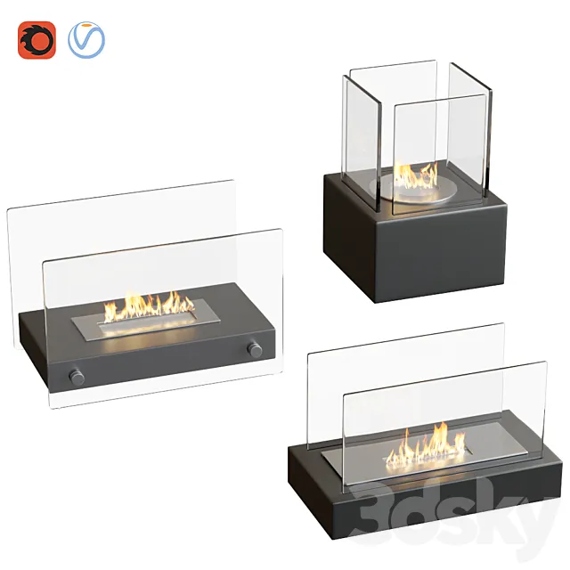 Biofireplace Set Kratki 3D Model