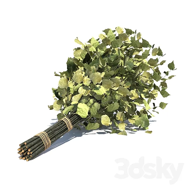 Birch broom for a bath or sauna 3D Model
