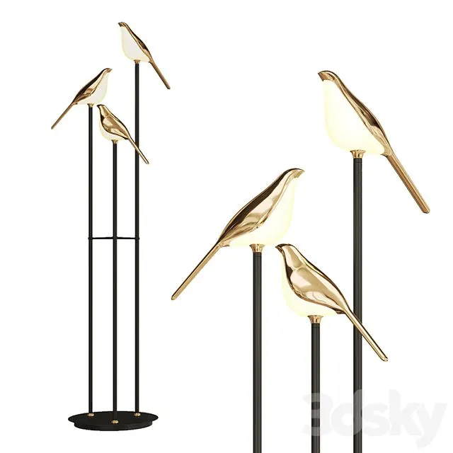 Bird Shaped Floor Lamp NOMI Floor 3D Model
