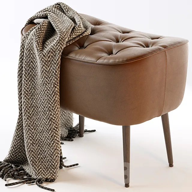 BIRDROCK HOME Tufted Curve Leather Ottoman 3DModel BIRDROCK HOME Tufted Curve Leather Ottoman 3DModel