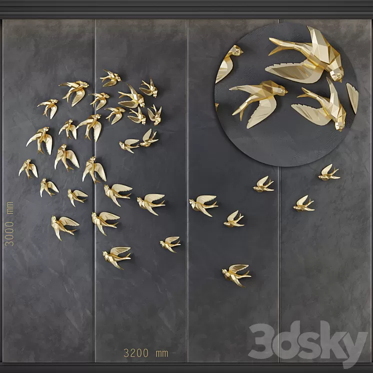 Birds GR _ Decorative Panel 1 3D Model