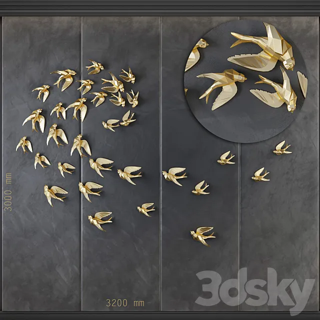 Birds GR _ Decorative Panel 1 3DModel Birds GR _ Decorative Panel 1 3DModel
