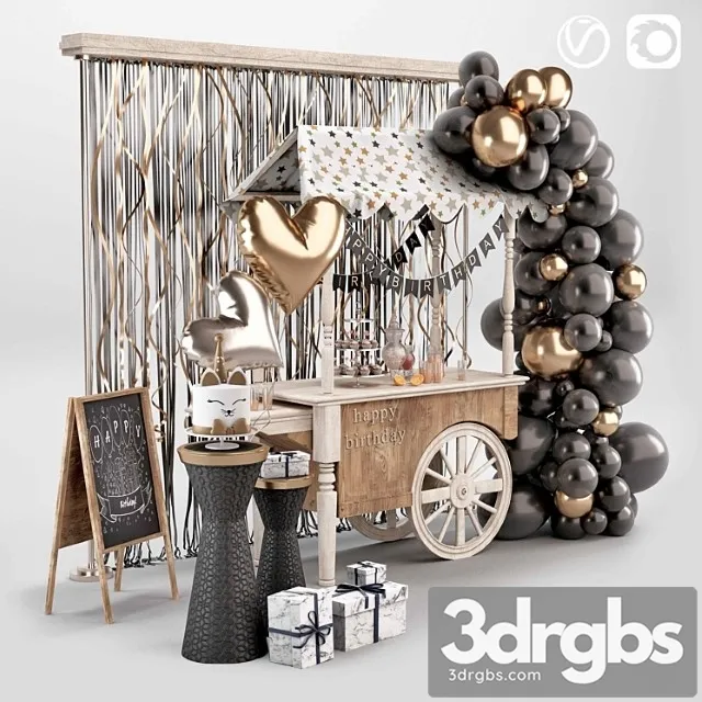 Birthday Set 3D Model Download Birthday Set 3D Model Download