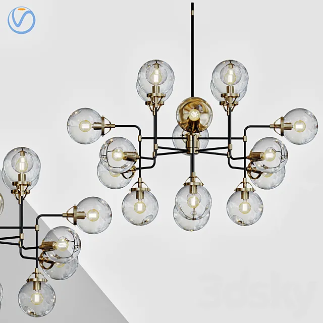 Bistro Globe Clear Glass Chandelier 3DModel