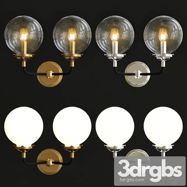 Bistro globe clear glass double sconce brass 3D Model Download Bistro globe clear glass double sconce brass 3D Model Download