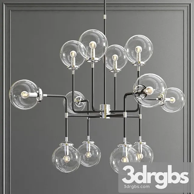 Bistro globe clear glass silver chandelier 12 Bistro globe clear glass silver chandelier 12