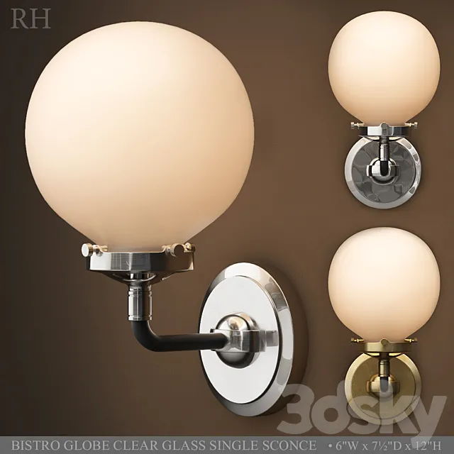 BISTRO GLOBE CLEAR GLASS SINGLE SCONCE 3DModel BISTRO GLOBE CLEAR GLASS SINGLE SCONCE 3DModel