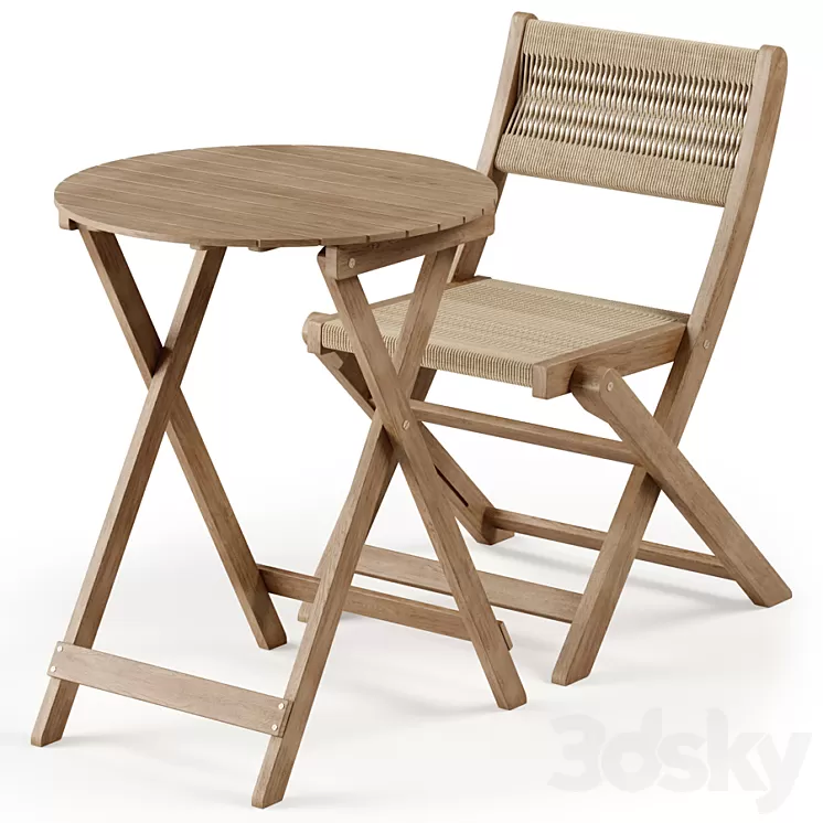 Bistro outdoor dining set 3D Model