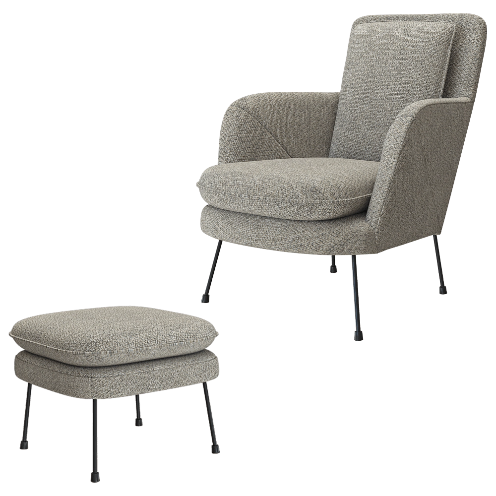 Bizzarto – Armchair with pouf Soho 3D Model