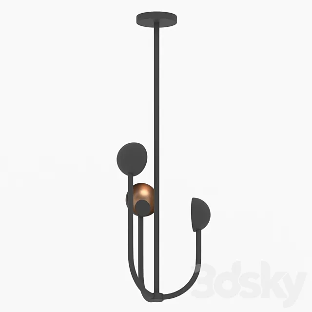 Black _ Gold Leaf Chandelier 02 3DModel Black _ Gold Leaf Chandelier 02 3DModel