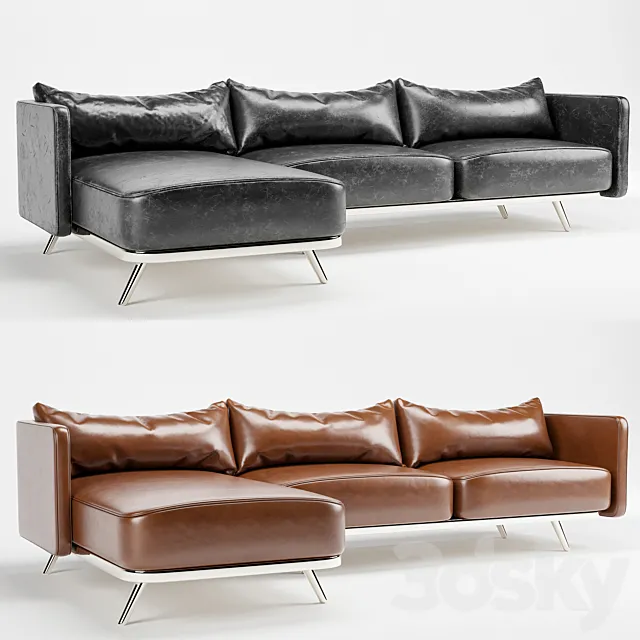 Black and Brown Leather sofa 3DModel