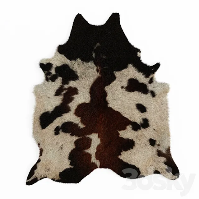 Black and Brown Spotted Cowhide Rug 3DModel