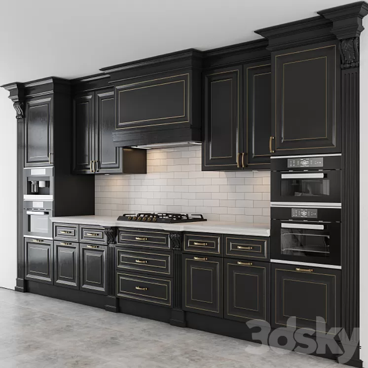 Black and Gold Lux Kitchen 3D Model Black and Gold Lux Kitchen 3D Model