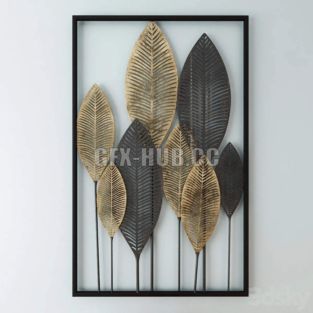 Black and Gold Metal Feather Wall Art 3D Model Black and Gold Metal Feather Wall Art 3D Model