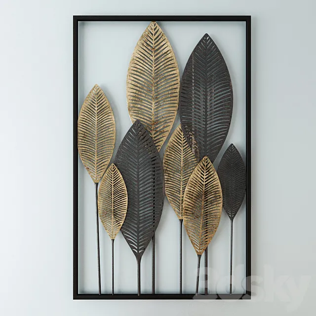 Black and Gold Metal Feather Wall Art 53×84 3D Model Black and Gold Metal Feather Wall Art 53×84 3D Model