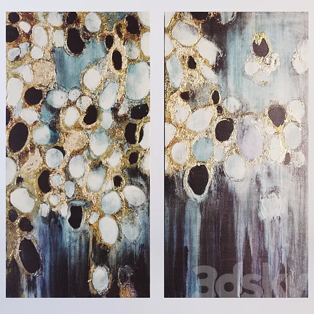 Black And Gold Stone By Liz Jardine Set Of 2 3D Model Black And Gold Stone By Liz Jardine Set Of 2 3D Model