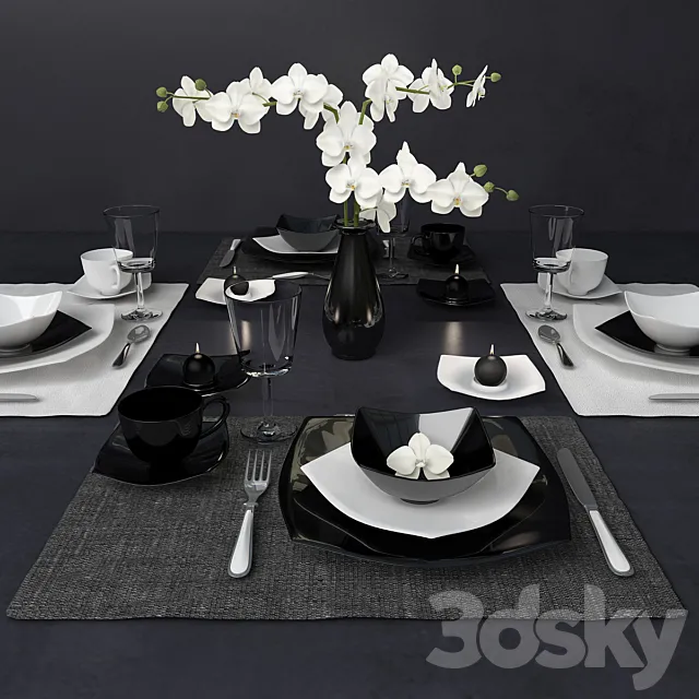 Black and white crockery 3DModel Black and white crockery 3DModel