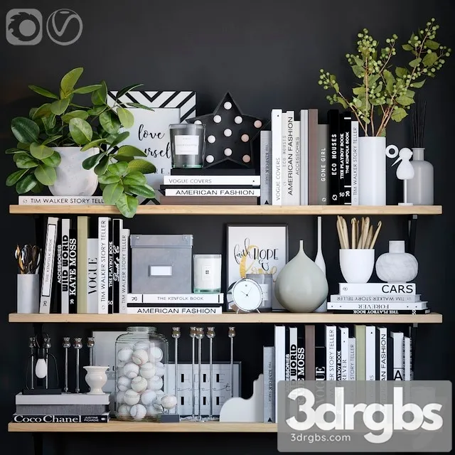 Black and White Decor Set 1 3D Model Download Black and White Decor Set 1 3D Model Download