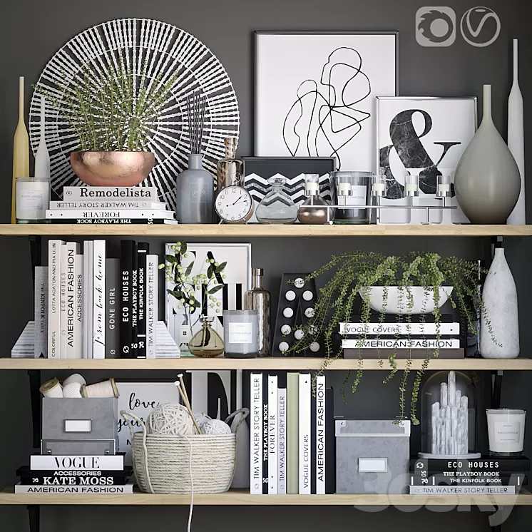 Black and white decor set 6 3D Model Black and white decor set 6 3D Model