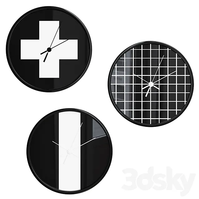 Black and white wall clock 3DModel Black and white wall clock 3DModel