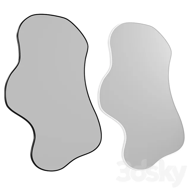 Black Asymmetrical Wavy Mirror 3D Model