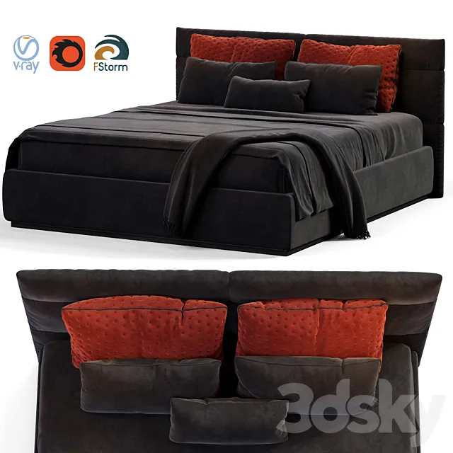 Black bed 3DModel Black bed 3DModel