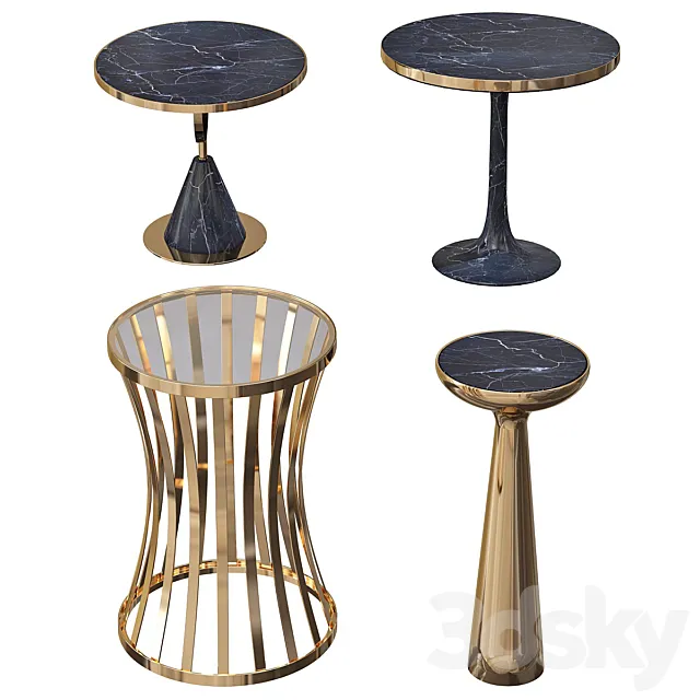 Black bedside table “Parme” 3D Model