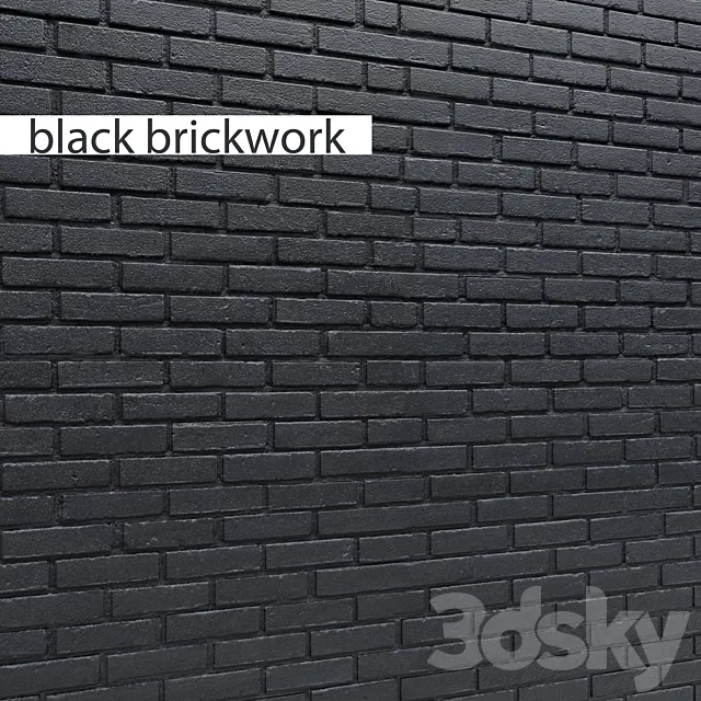 black brickwork stonework brick loft decorative panel wall 3D Model