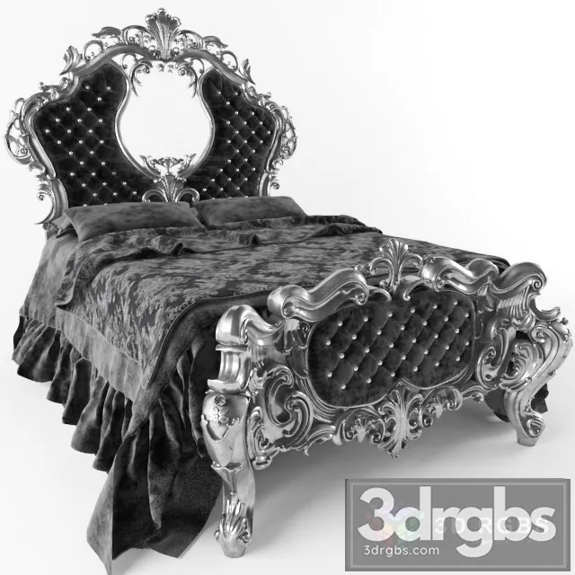 Black Classic Bed 3D Model Download
