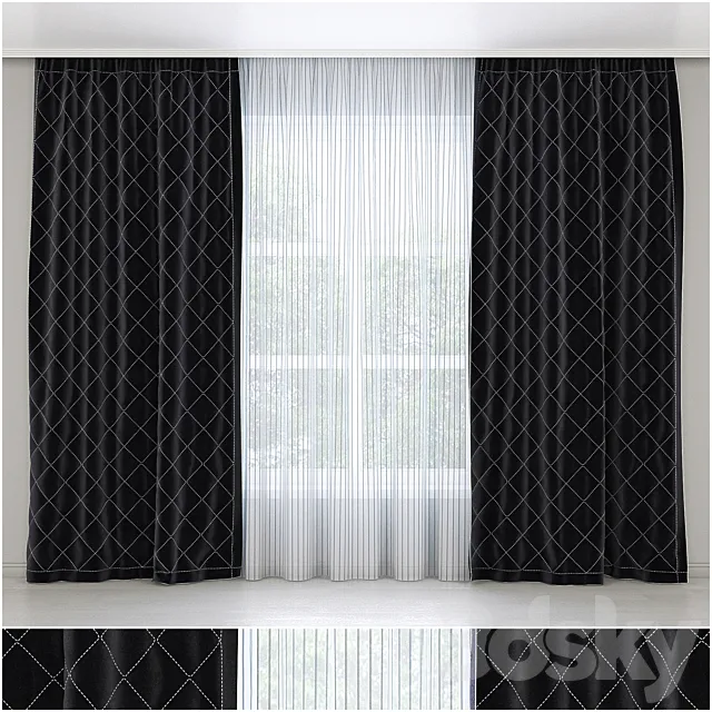 Black Curtains 3DModel Black Curtains 3DModel