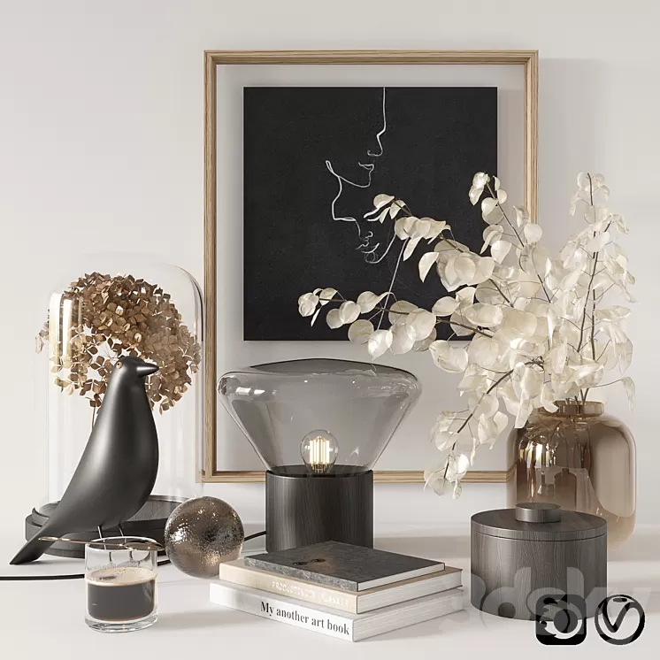 Black decorative set 3D Model